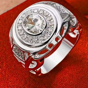 Elegant 925 sterling  Silver Mens Ring Sz 10